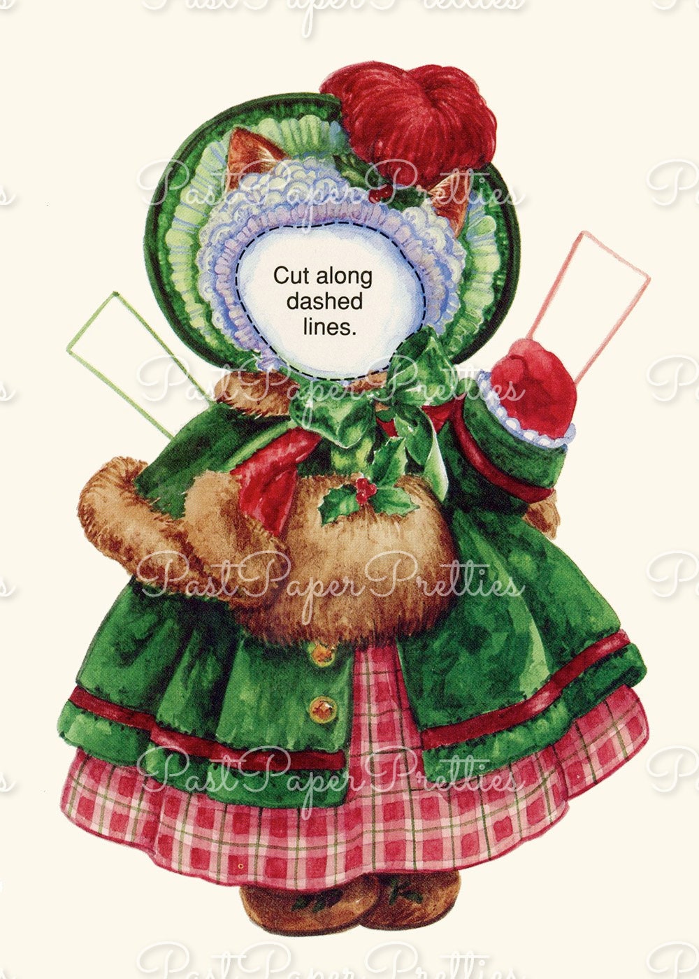 Vintage Paper Dolls Heather Honeypaws Cute Girl Kitty Cat and Holiday Clothes Printable PDF Instant Digital Download Six Outfits Clip Art