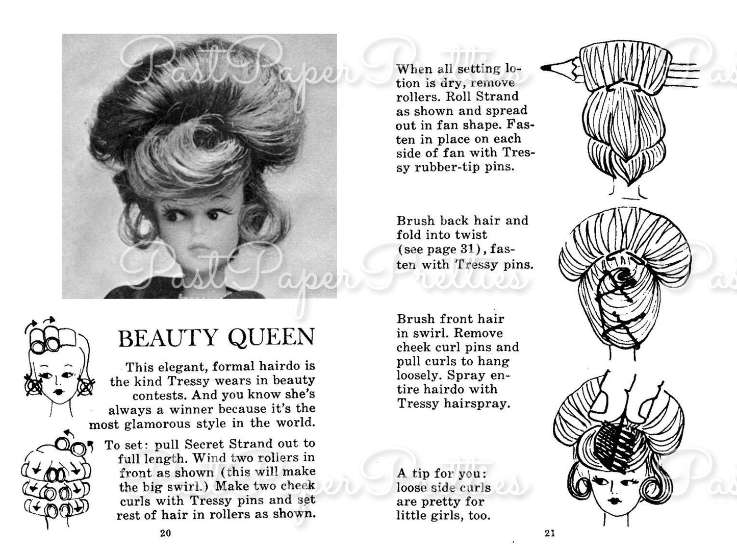 Vintage Printable Tressy Hair Glamour Fashion Doll Hair Care Hairstyles Guide c. 1964 PDF Instant Digital Download 10 How To Hairdos