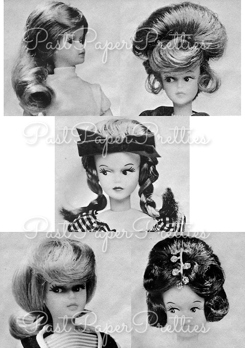 Vintage Printable Tressy Hair Glamour Fashion Doll Hair Care Hairstyles Guide c. 1964 PDF Instant Digital Download 10 How To Hairdos