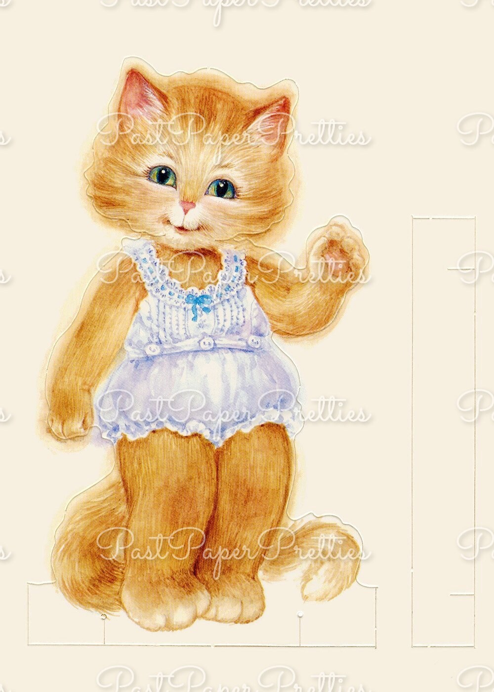 Vintage Paper Dolls Heather Honeypaws Cute Girl Kitty Cat and Holiday Clothes Printable PDF Instant Digital Download Six Outfits Clip Art