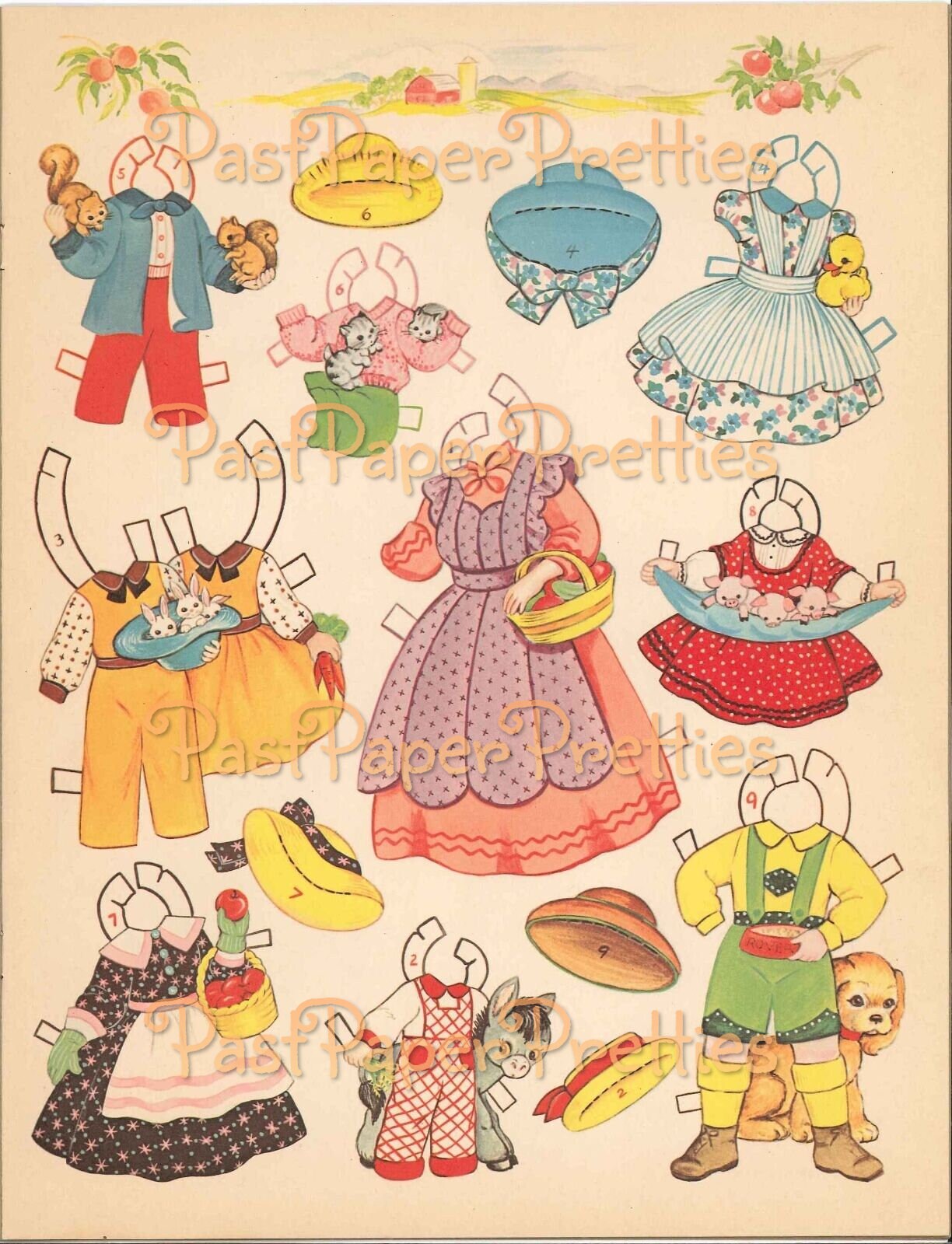 Vintage Printable Paper Dolls The Old Woman Who Lived In A Shoe and Her Children 1961 PDF Instant Digital Download Adorable Cute Kids