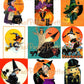 Vintage Cute Halloween Witches Collage Sheets & Full Card Images Printable PDF Instant Digital Download All Kitsch Spooky Witchy Clip Art