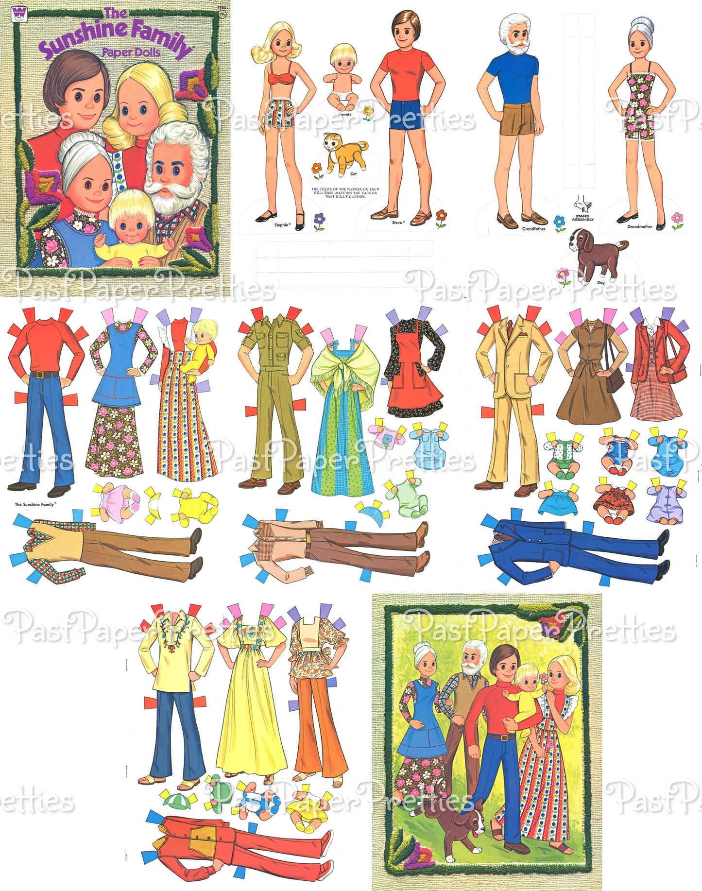 Vintage Paper Dolls The Sunshine Fun Family THREE SETS Printable PDF Instant Digital Download Cute Childhood Toy Dolls Clip Art Z1