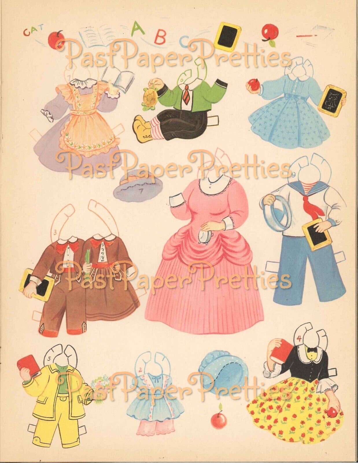 Vintage Printable Paper Dolls The Old Woman Who Lived In A Shoe and Her Children 1961 PDF Instant Digital Download Adorable Cute Kids