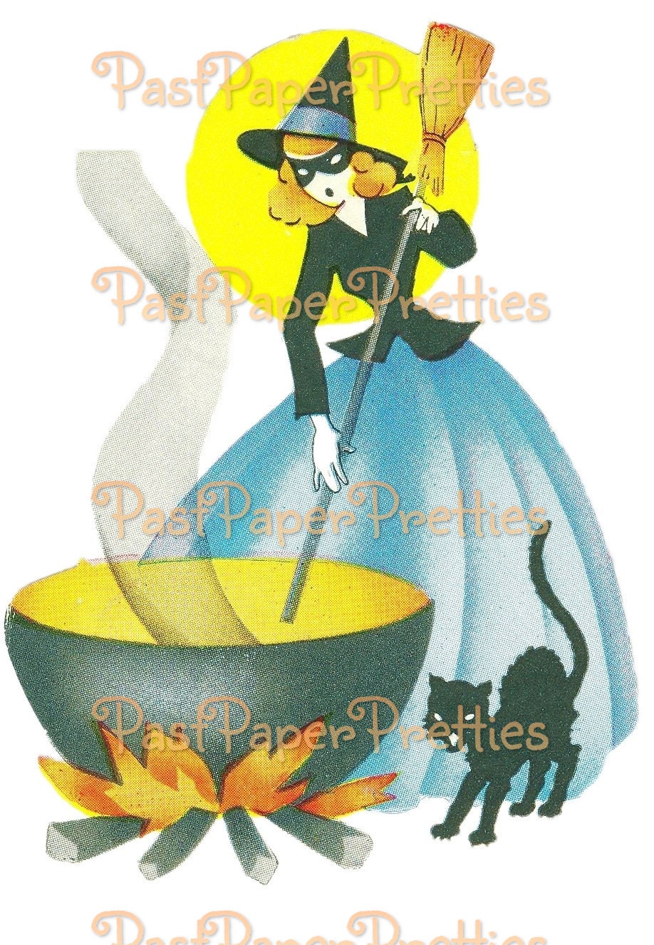 Vintage Cute Halloween Witches Collage Sheets & Full Card Images Printable PDF Instant Digital Download All Kitsch Spooky Witchy Clip Art