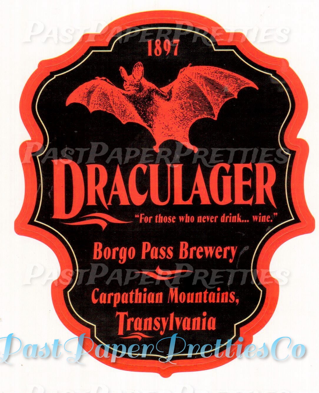 Vintage Printable Halloween Beer Labels Draculager Dracula Bat Transylvania PDF Instant Digital Download Funny Novelty Beer Bottle Labels