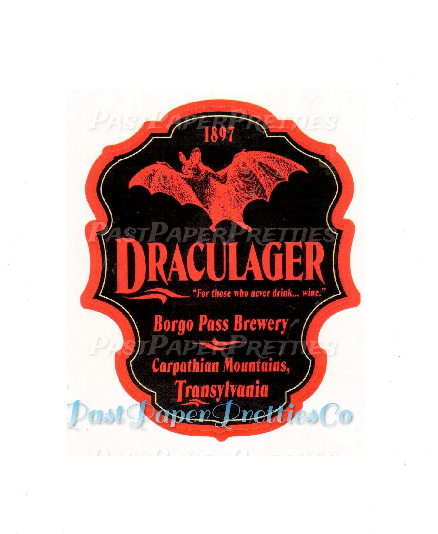 Vintage Printable Halloween Beer Labels Draculager Dracula Bat Transylvania PDF Instant Digital Download Funny Novelty Beer Bottle Labels