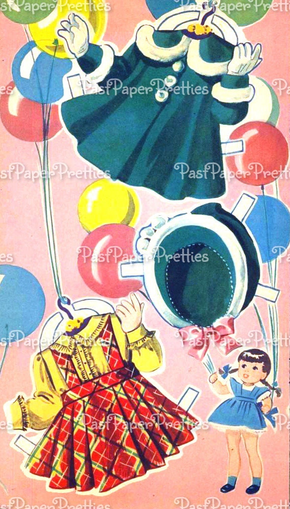 Vintage Paper Dolls Jill and Her Trunk Full of Clothes c. 1944 Adorable Little Girl Printable PDF Instant Digital Download Cute Clip Art