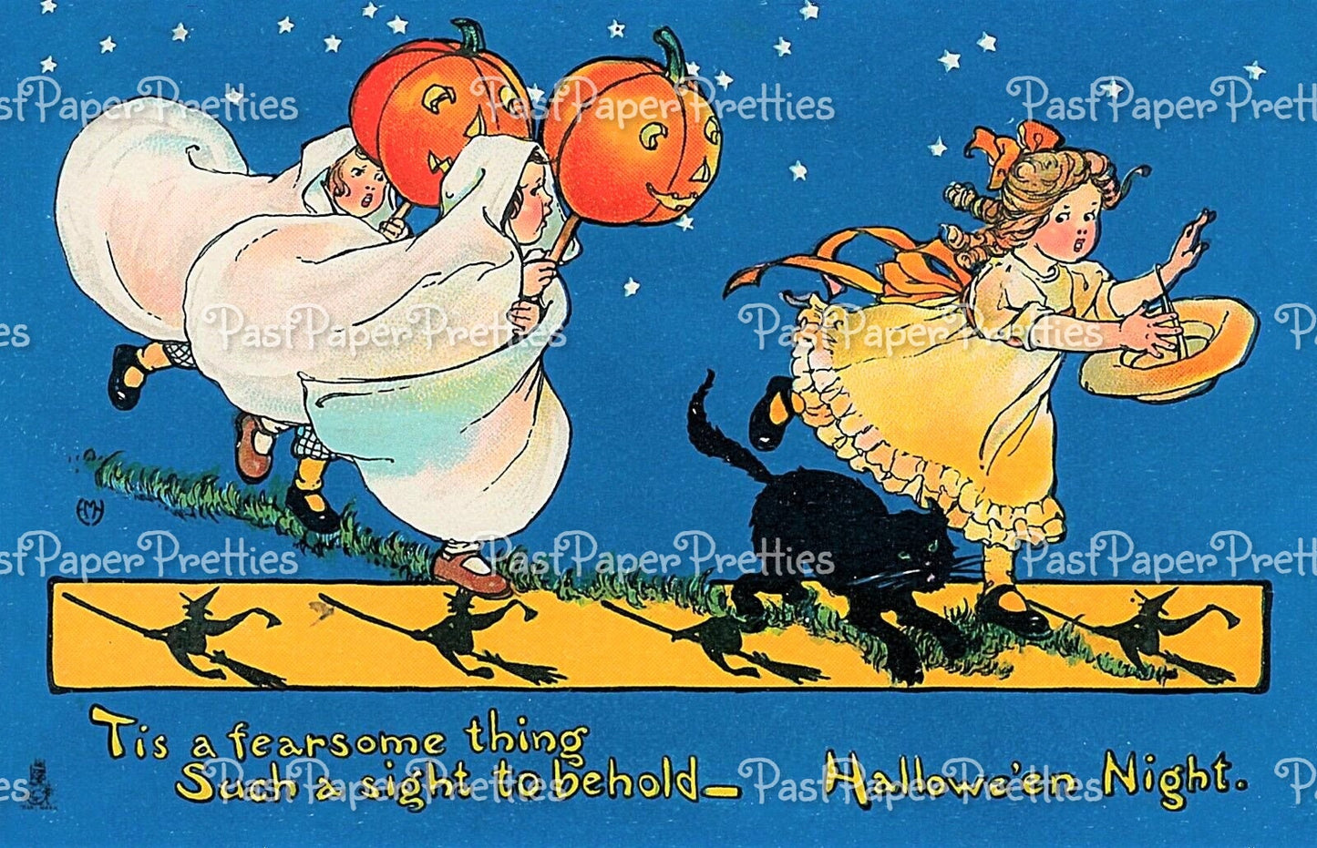 Vintage Printable Children Halloween Greetings Post Card Images c. 1930s PDF Instant Digital Download Whitney Postcards Sweet Scary Clip Art