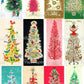 Vintage Printable Fabulous Retro Christmas Tree Collage Sheets 54 Images 2 Sizes PDF Instant Digital Download Mod Mid Century Trees