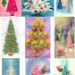 Vintage Printable Fabulous Retro Christmas Tree Collage Sheets 54 Images 2 Sizes PDF Instant Digital Download Mod Mid Century Trees