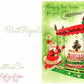 Vintage Happy Christmas Birthday Folded Printable Card Santa Pushing Cake Sleigh c. 1950s PDF Instant Digital Download December 24 25 Bday