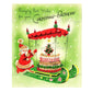 Vintage Happy Christmas Birthday Folded Printable Card Santa Pushing Cake Sleigh c. 1950s PDF Instant Digital Download December 24 25 Bday