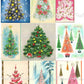 Vintage Printable Fabulous Retro Christmas Tree Collage Sheets 54 Images 2 Sizes PDF Instant Digital Download Mod Mid Century Trees