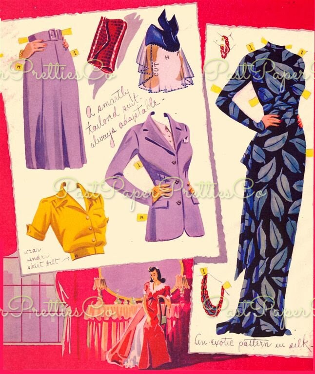 Vintage Paper Dolls Betty Field Movie Star 1943 Printable PDF Instant Digital Download Beautiful Hollywood Actress Doll Clipart