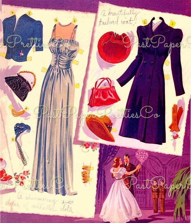 Vintage Paper Dolls Betty Field Movie Star 1943 Printable PDF Instant Digital Download Beautiful Hollywood Actress Doll Clipart