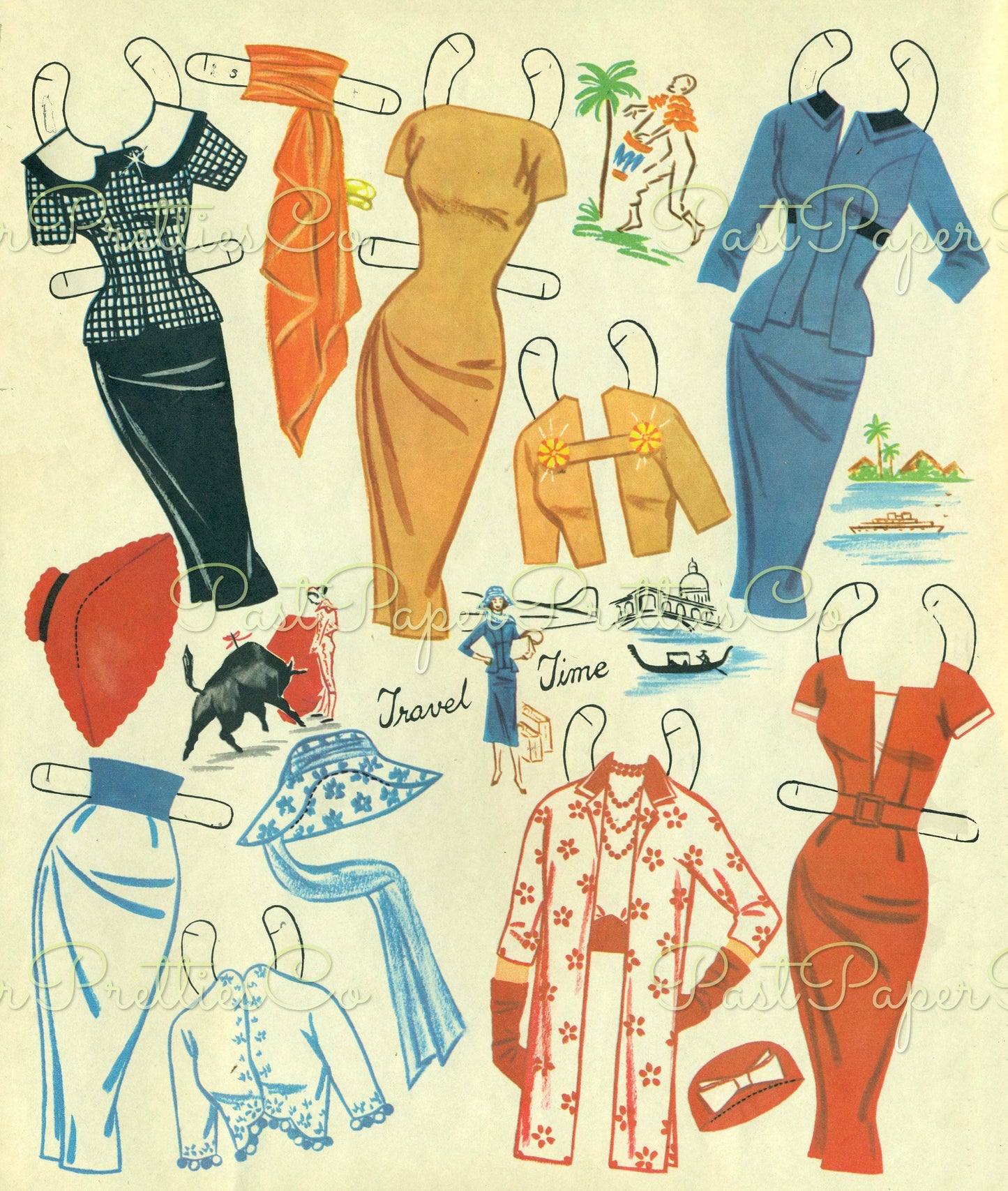 Vintage Paper Dolls Fashions for the Modern Miss c. 1962 PDF Printable Instant Digital Download 2 Pretty Models Sixties Fashions Clip Art