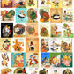 Vintage Printable Retro Thanksgiving Collage Sheets Cute Turkeys Pilgrim Children Card Images PDF Instant Digital Download Clipart 2 Sizes