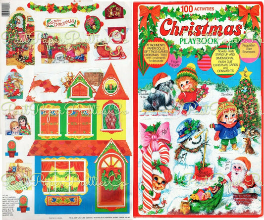 Vintage Christmas Playbook Printable Paper Activity Book c. 1970s PDF Instant Digital Download Holiday Cards Paper Dolls Crafts