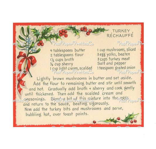 Vintage Printable Christmas Recipe Cards Mid Century Holiday Dishes c. 1950s PDF Instant Digital Download Xmas Kitchen Ephemera Clip Art