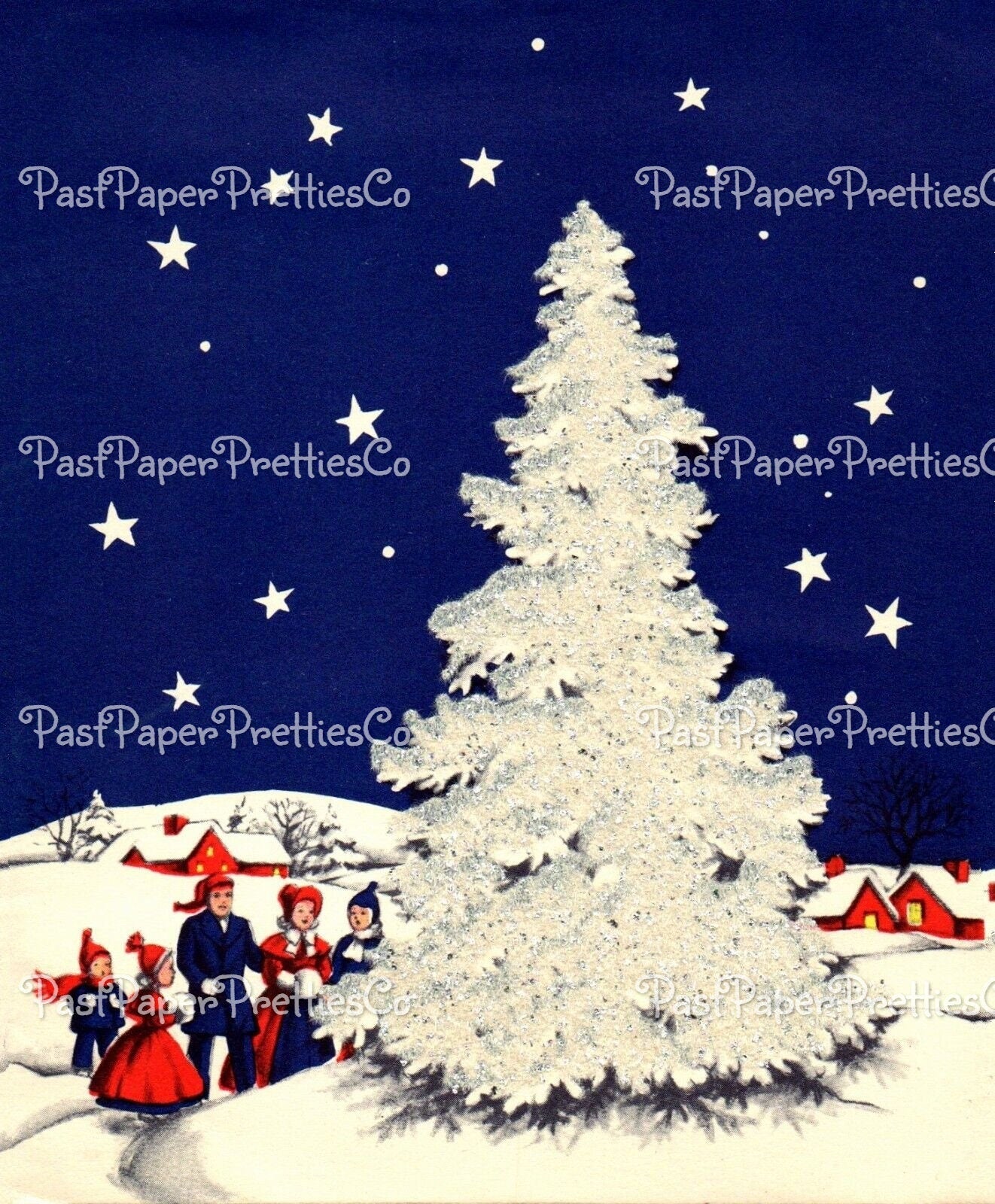 Vintage Printable Christmas Town and Church Collage Sheet & Single Card Images PDF Instant Digital Download Pretty Holiday Clipart