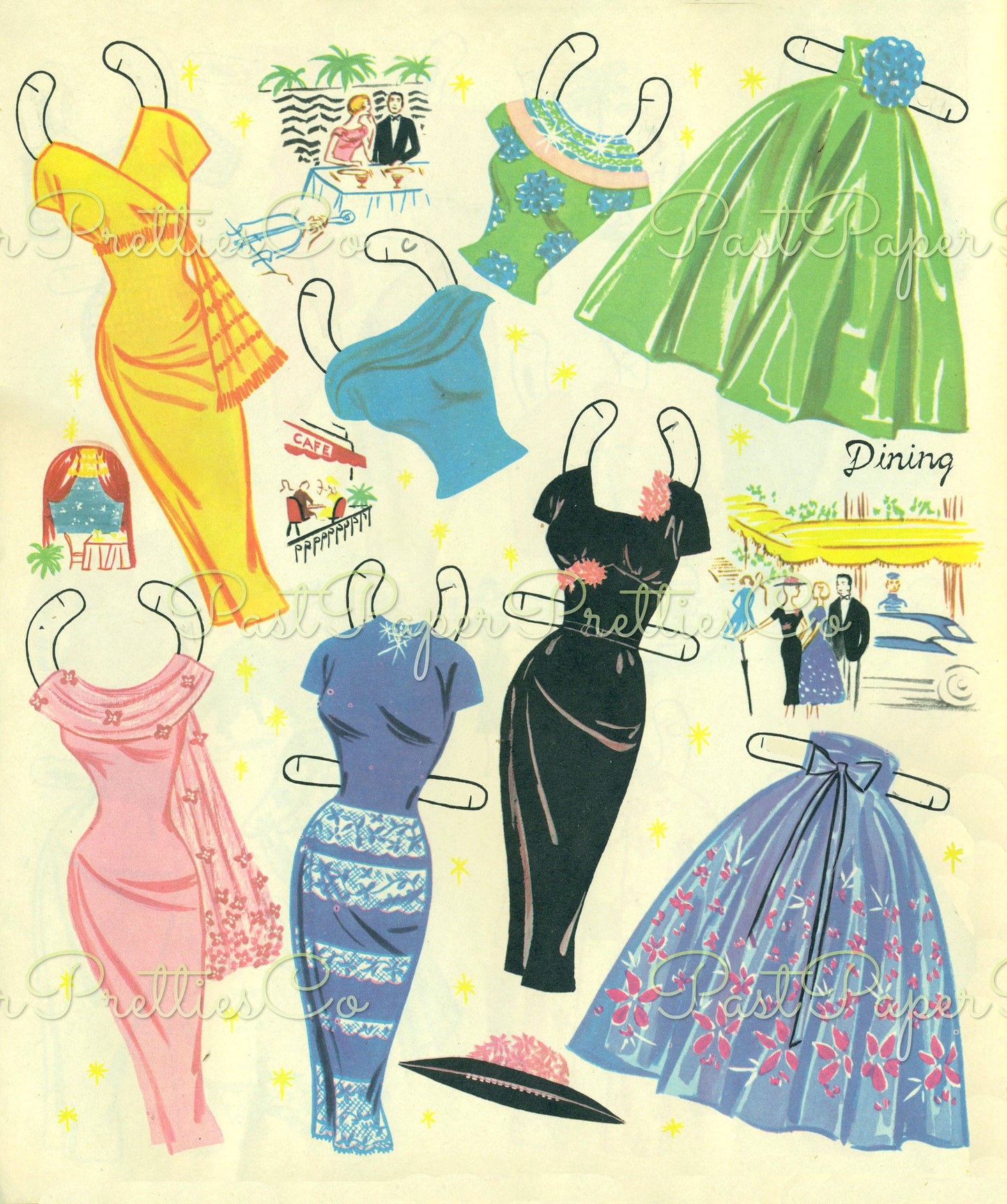 Vintage Paper Dolls Fashions for the Modern Miss c. 1962 PDF Printable Instant Digital Download 2 Pretty Models Sixties Fashions Clip Art