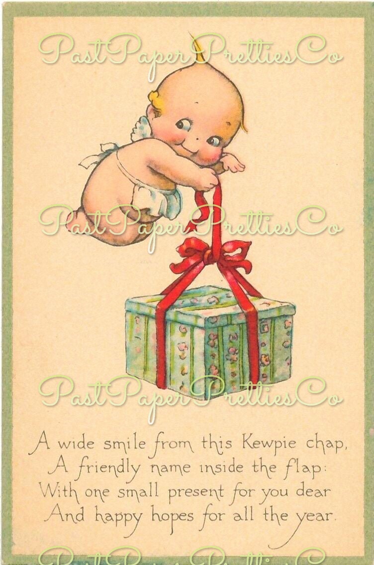 Vintage Printable Christmas Postcards Cutie Kewpie Angel Dolls Cherubs Holiday Images Set PDF Instant Digital Download
