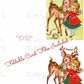 Vintage Printable Cute Christmas Girl and Reindeer Card Image Retro 1950s PDF Instant Digital Download Kitsch Holiday Clipart JPEG PNG