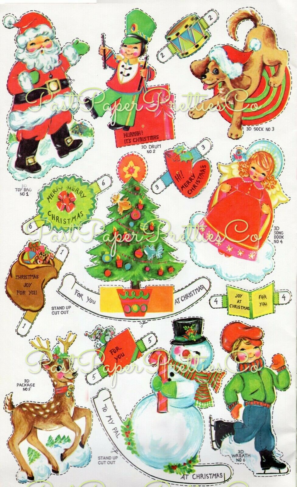 Vintage Christmas Playbook Printable Paper Activity Book c. 1970s PDF Instant Digital Download Holiday Cards Paper Dolls Crafts