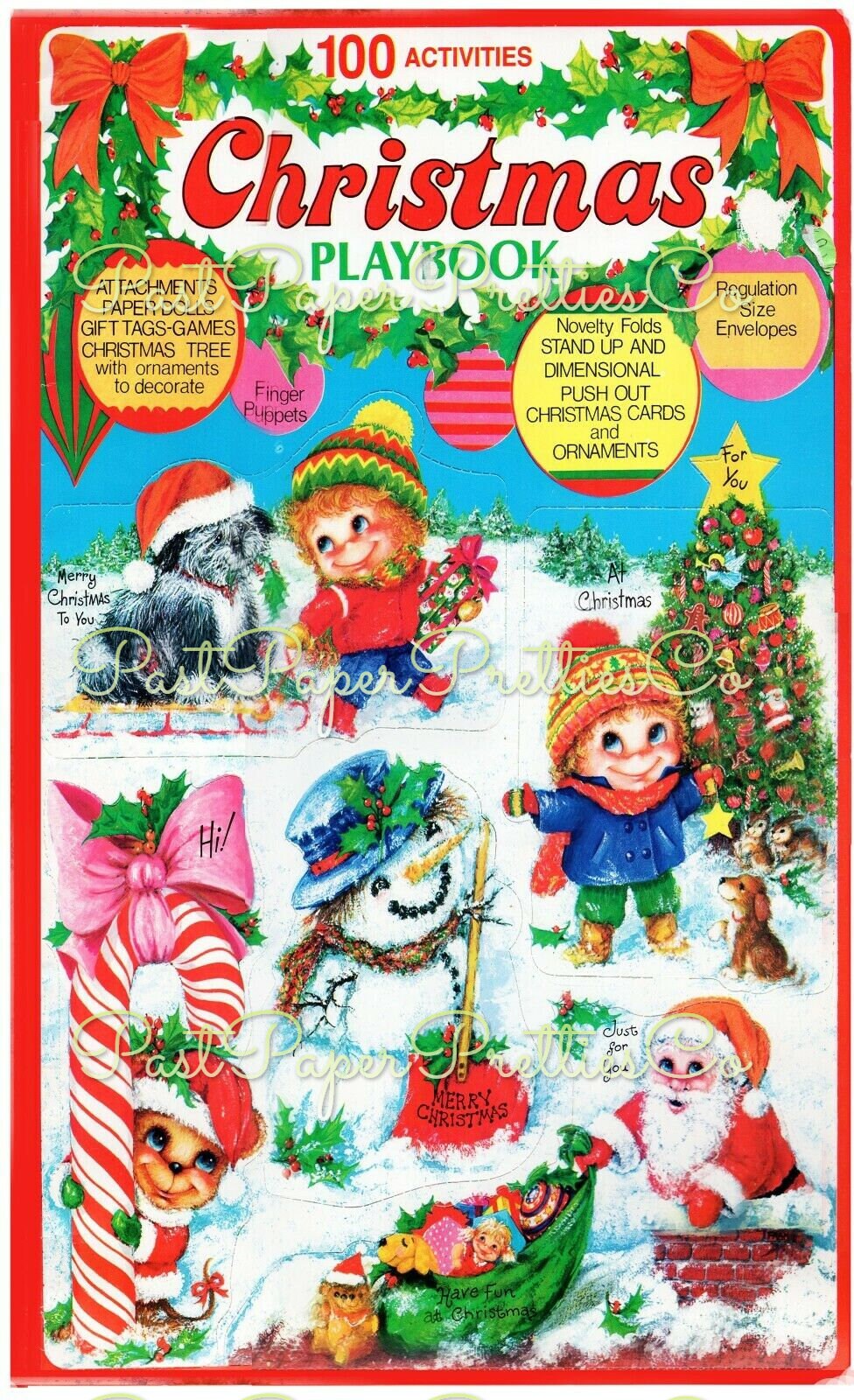 Vintage Christmas Playbook Printable Paper Activity Book c. 1970s PDF Instant Digital Download Holiday Cards Paper Dolls Crafts