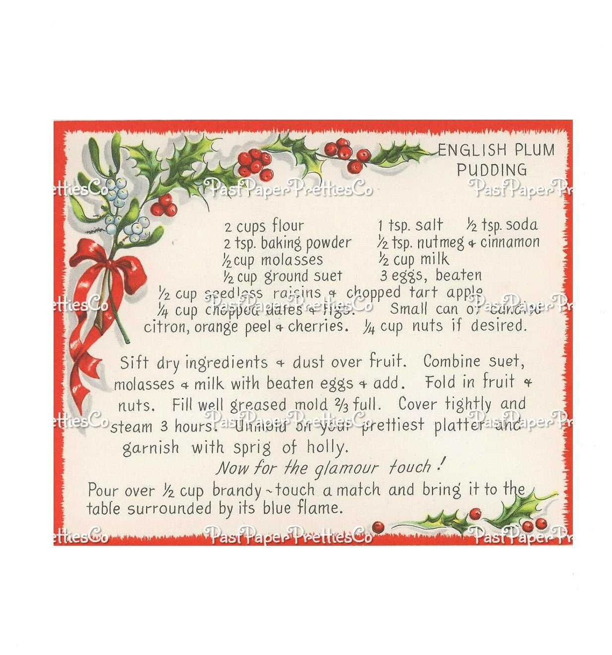 Vintage Printable Christmas Recipe Cards Mid Century Holiday Dishes c. 1950s PDF Instant Digital Download Xmas Kitchen Ephemera Clip Art