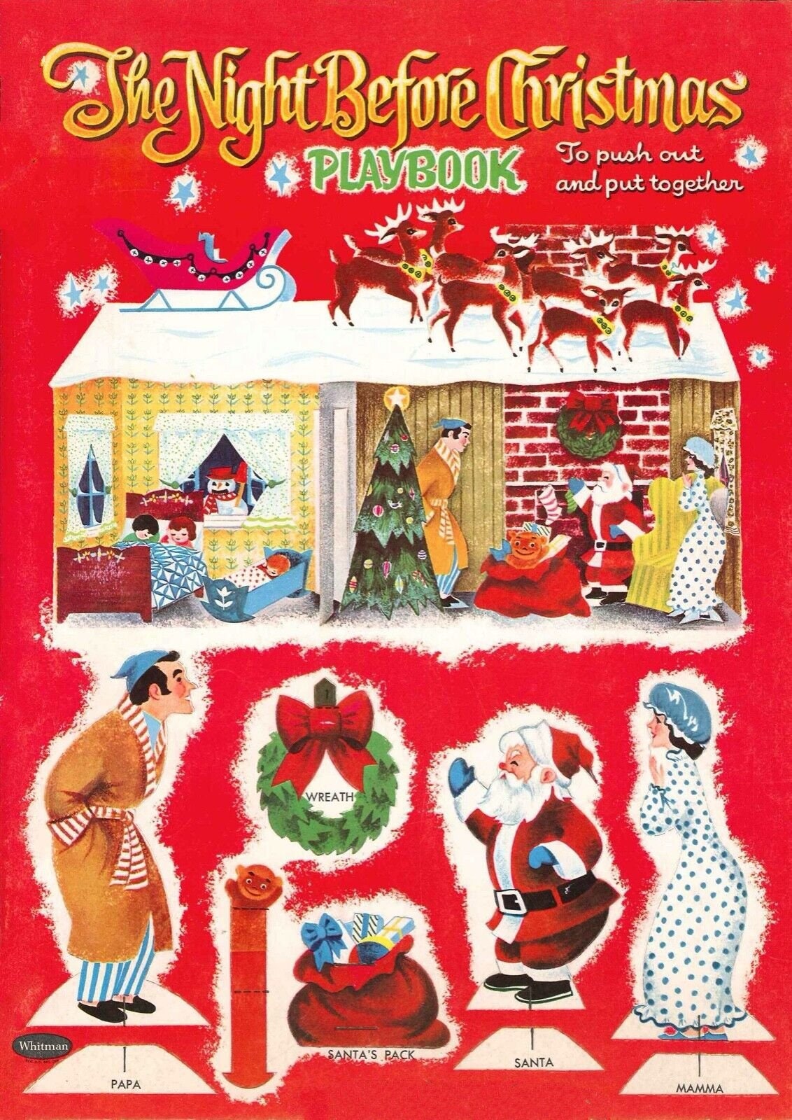 Vintage Printable The Night Before Christmas Playbook Playset Holiday Scene PDF Instant Digital Download Retro Paper Diorama