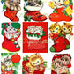 Vintage Printable Christmas Cats in Boots Card Images Collage Sheets Tags Stamps  ALL Kitty Stockings PDF Instant Digital Download