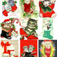 Vintage Printable Christmas Cats in Boots Card Images Collage Sheets Tags Stamps  ALL Kitty Stockings PDF Instant Digital Download