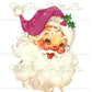 Vintage Christmas Printable Retro Jolly Smiling Santa Claus Face Red and Purple Hat Clipart Image PDF Instant Digital Download JPEG PNG