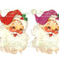 Vintage Christmas Printable Retro Jolly Smiling Santa Claus Face Red and Purple Hat Clipart Image PDF Instant Digital Download JPEG PNG