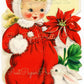 Vintage Printable Cute Little Christmas Girl Red Snowsuit Bunny Card Image 1940s Instant Digital Download Kitsch Holiday Clip Art 300 dpi