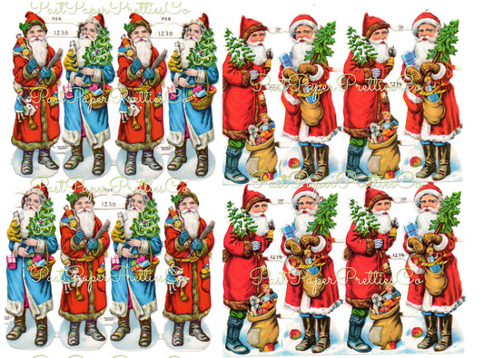 Vintage Antique Father Christmas Victorian Santa Claus Printable Paper Scraps Collage Sheets Instant Digital Download 1920s German Die Cuts