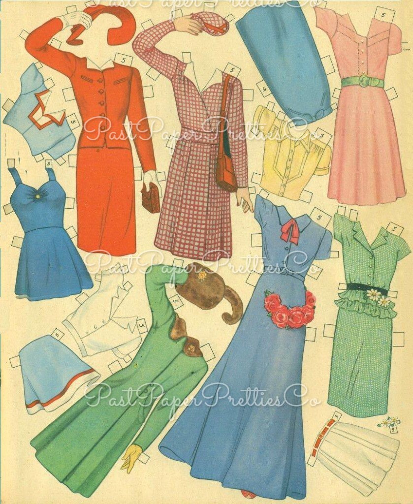 Vintage Paper Dolls All Size Dolls 1945 Printable PDF Instant Digital Download Kitsch Cute All Ages Family Doll Clipart