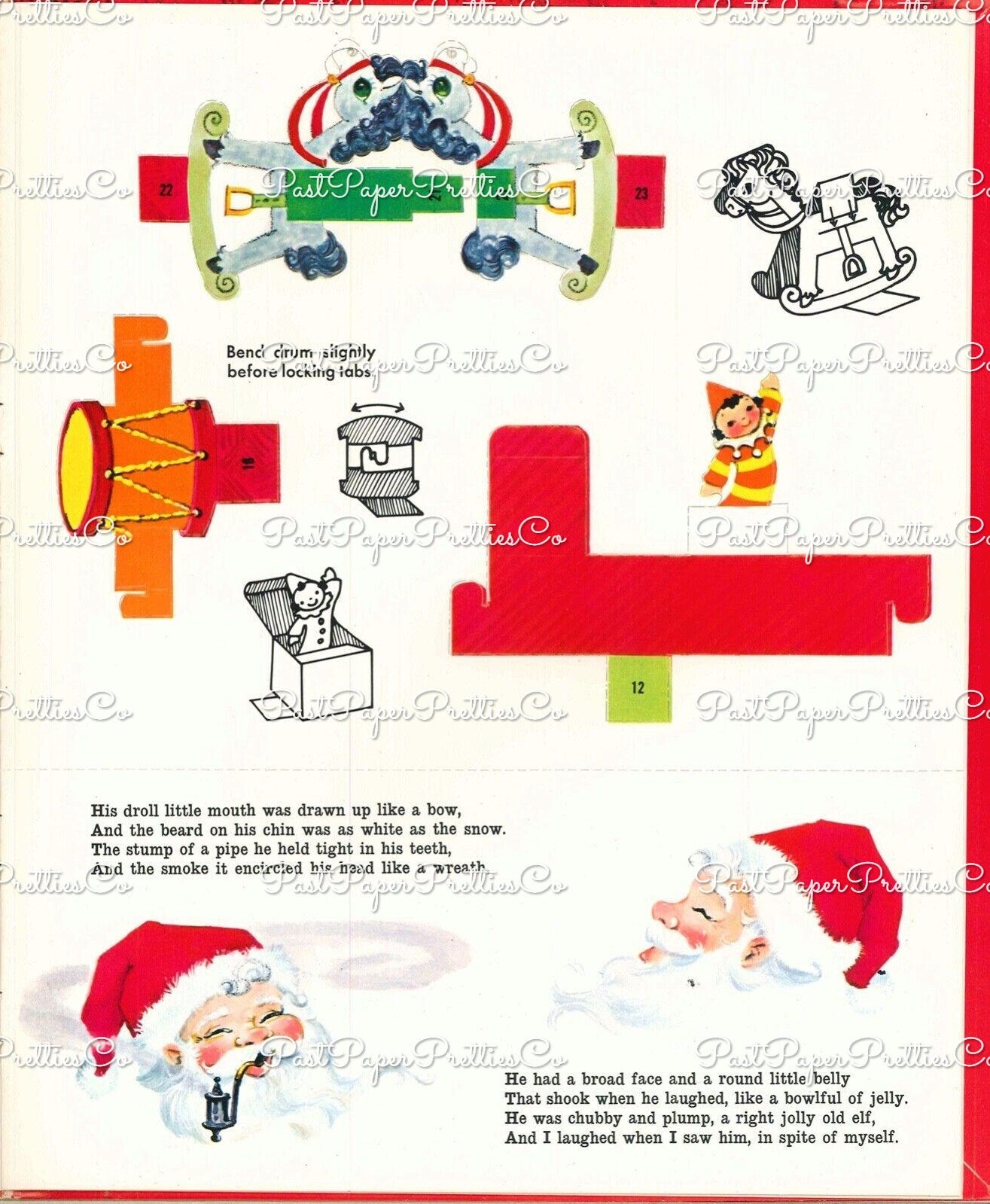 Vintage Printable The Night Before Christmas Cut Out & Assemble Playset Scene 1963 PDF Instant Digital Download Retro Paper Diorama