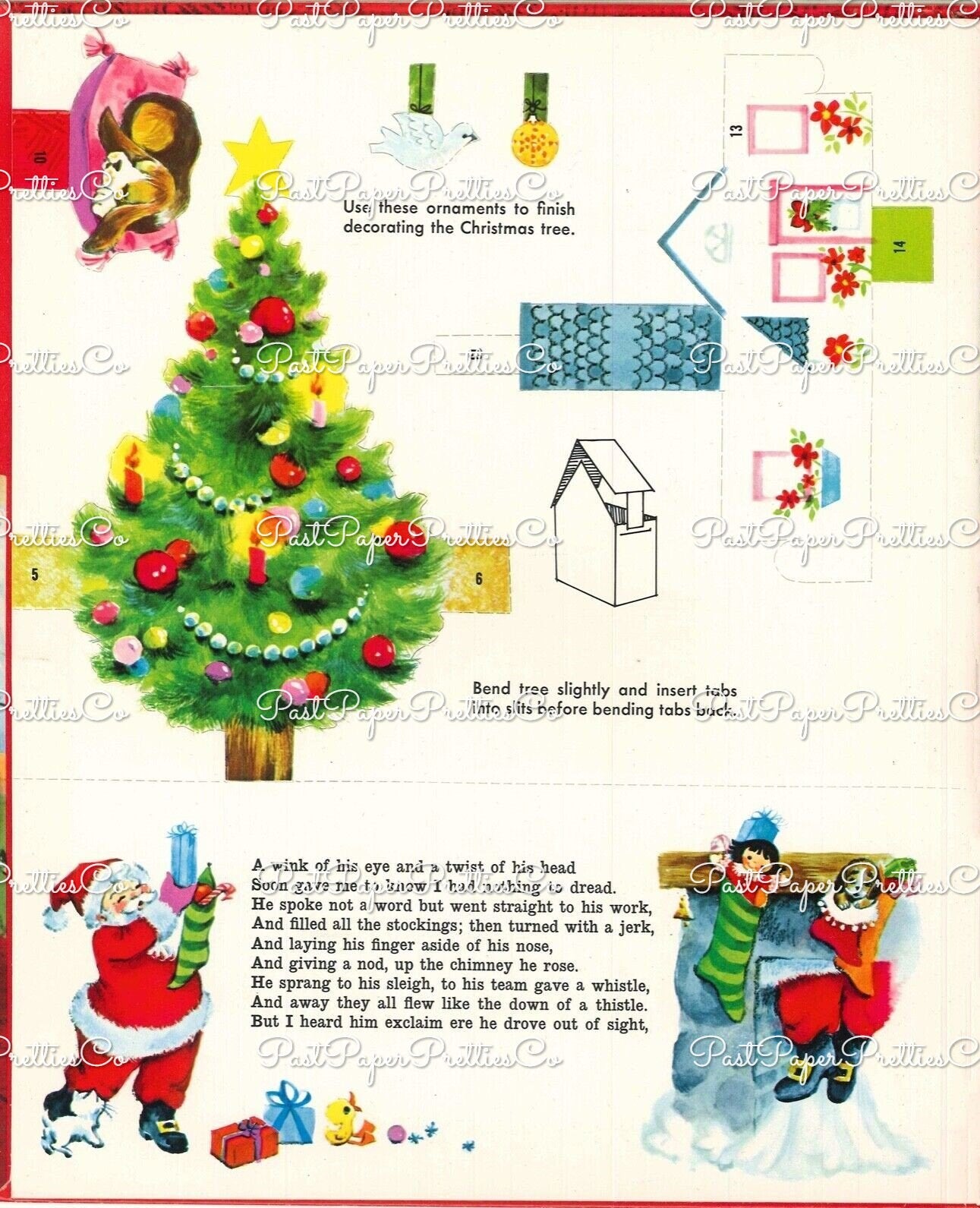 Vintage Printable The Night Before Christmas Cut Out & Assemble Playset Scene 1963 PDF Instant Digital Download Retro Paper Diorama