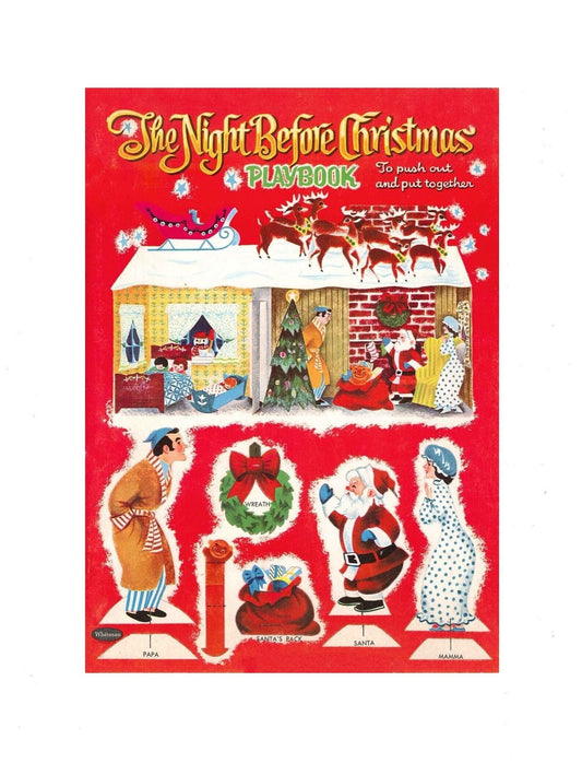 Vintage Printable The Night Before Christmas Playbook Playset Holiday Scene PDF Instant Digital Download Retro Paper Diorama