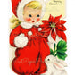 Vintage Printable Cute Little Christmas Girl Red Snowsuit Bunny Card Image 1940s Instant Digital Download Kitsch Holiday Clip Art 300 dpi