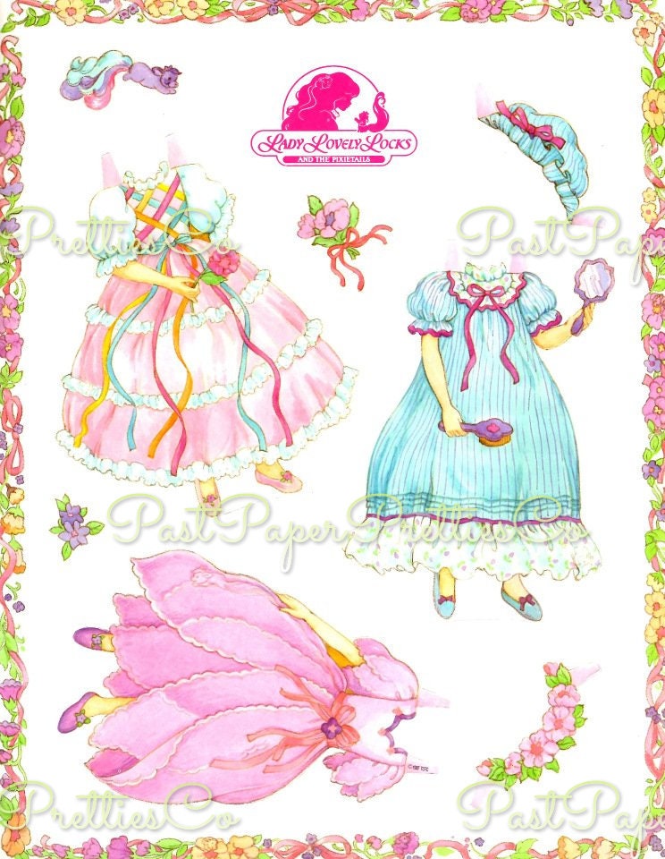 Vintage Paper Dolls Lovely Lady Locks and The Pixietails c. 1987 Printable PDF Instant Digital Download Retro 80s Toy Doll Clip Art