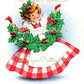 Vintage Printable Little Miss Christmas Gingham Girl Lady with Holly Bough Card Image c. 1950s Instant Digital Download Kitschmas Clipart