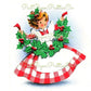 Vintage Printable Little Miss Christmas Gingham Girl Lady with Holly Bough Card Image c. 1950s Instant Digital Download Kitschmas Clipart