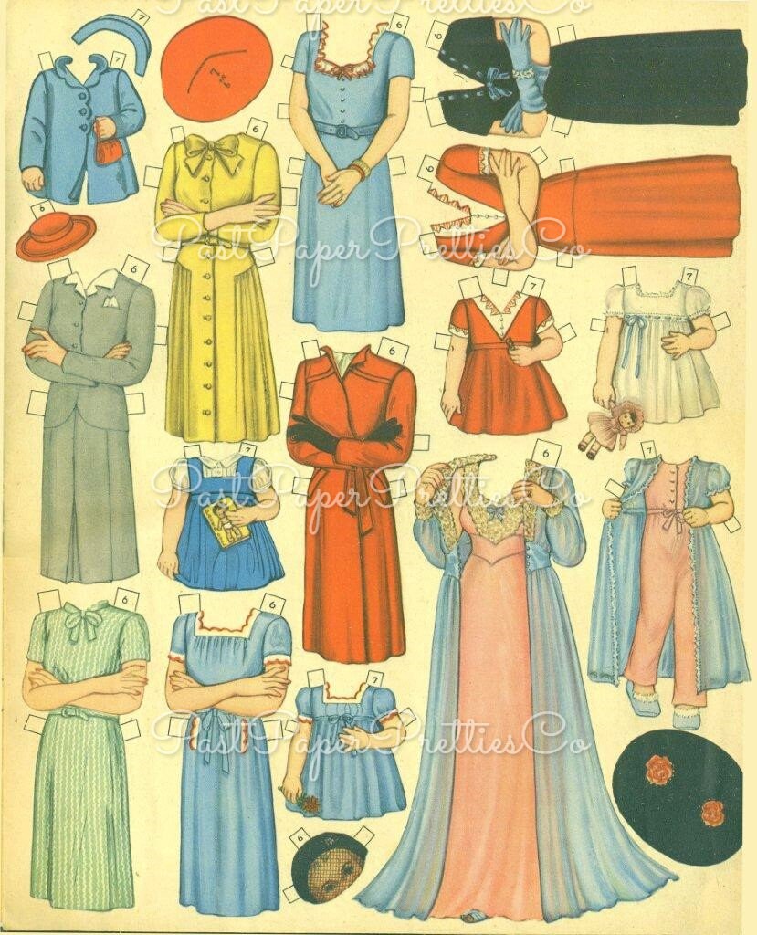 Vintage Paper Dolls All Size Dolls 1945 Printable PDF Instant Digital Download Kitsch Cute All Ages Family Doll Clipart