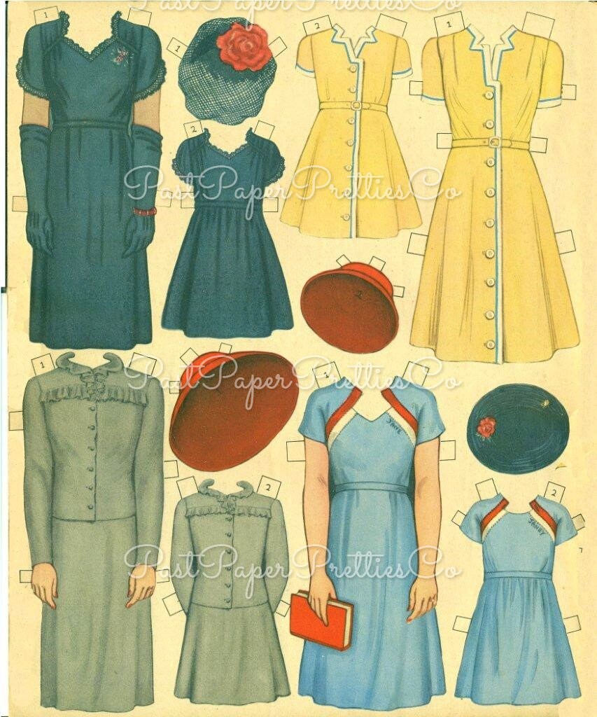 Vintage Paper Dolls All Size Dolls 1945 Printable PDF Instant Digital Download Kitsch Cute All Ages Family Doll Clipart