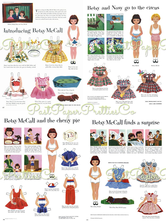 16 Sets Vintage Paper Dolls Betsy McCall Collage Sheets c. 1950s - 1960s PDF Printable Digital Instant Digital Download