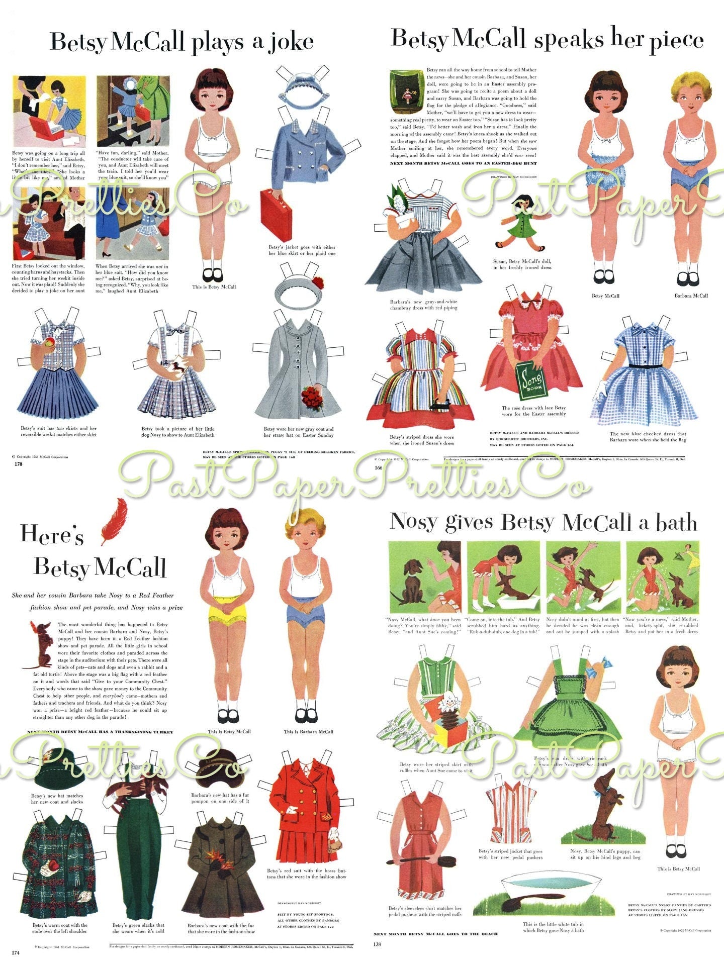 16 Sets Vintage Paper Dolls Betsy McCall Collage Sheets c. 1950s - 1960s PDF Printable Digital Instant Digital Download